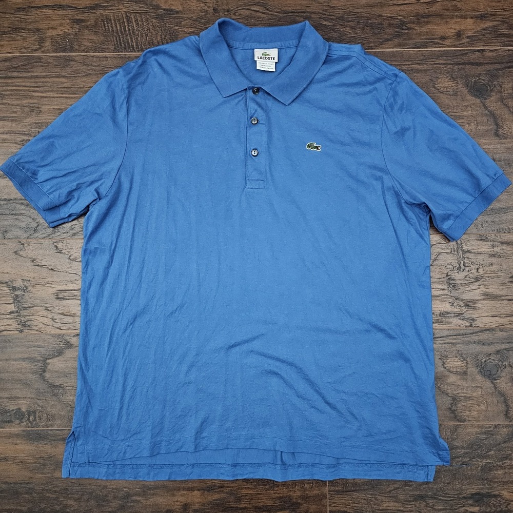 Lacoste Mens Size 7 XXL Blue Polo Shirt Casual Short Sleeve Preppy City Retro